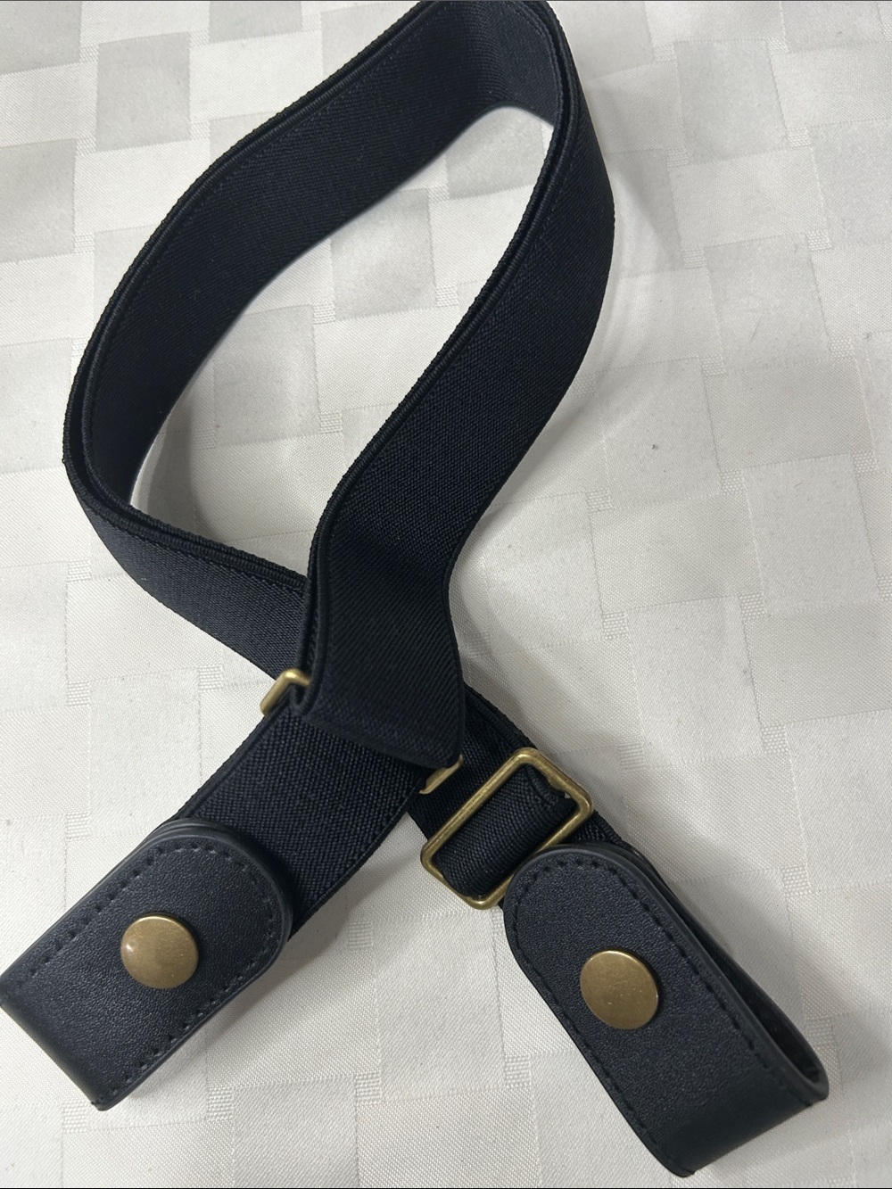 Black Elastic Strap with Brass-Tone Snap Hardware
